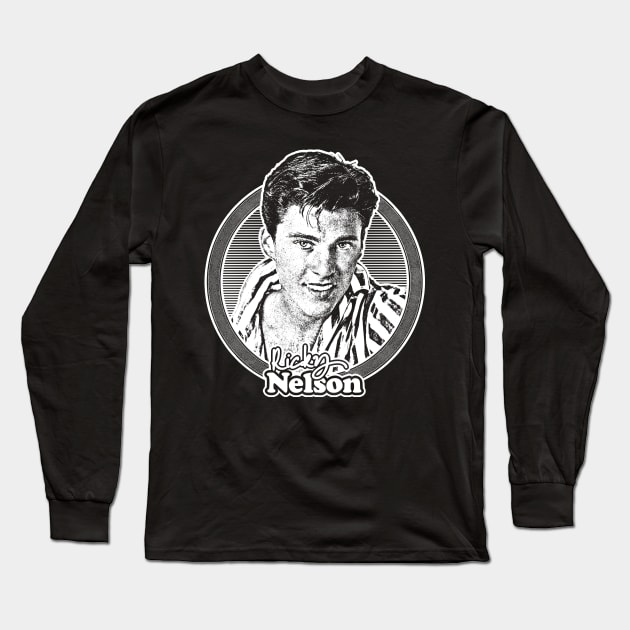 Ricky Nelson // 50s Retro Rock & Roll Aesthetic Long Sleeve T-Shirt by DankFutura